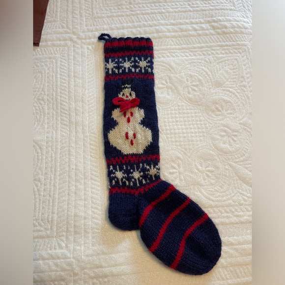 Christmas Stocking Santa's Best Wool
Fair Isle Sock blue snowman Icelandic Knit - Picture 2 of 4